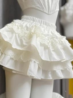 Lolita Sweet White Cake Skirt Women High Waist Sweet Lace Patchwork Slim Mini Skirts Japan Kawaii Spring Summer Ball Gown Skirt
