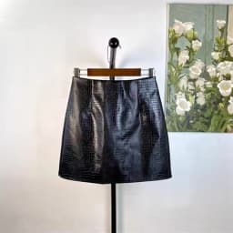 Crocodile Pattern Pu Leather Skirts Women Korean High Waist Tie Dye Mini Skirts Y2K Vintage Streetwear All Match A Line Skirts