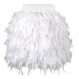 Women White Skirt Puffy Feather High Waist Performance Stage Dancing Costumes Women Skirt Irregular Elastic A-Line Skirt