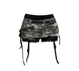 Y2K Retro Summer Camouflage Low Waist Denim Skirt for Women Fashion Street Sexy Gothic Harajuku Slim Street Clothing Short Skirt