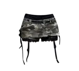 Y2K Retro Summer Camouflage Low Waist Denim Skirt for Women Fashion Street Sexy Gothic Harajuku Slim Street Clothing Short Skirt