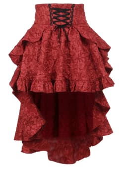 2024 New Retro Gothic High Waist Swallowtail Skirt Women's Steampunk Vintage Lace Up Asymmetrical High Low Skirts Outfits Party