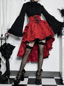 2024 New Retro Gothic High Waist Swallowtail Skirt Women's Steampunk Vintage Lace Up Asymmetrical High Low Skirts Outfits Party