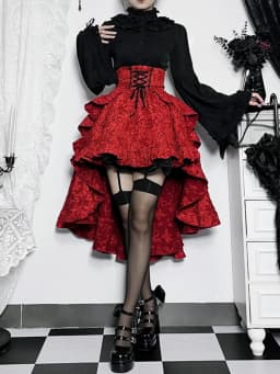 2024 New Retro Gothic High Waist Swallowtail Skirt Women's Steampunk Vintage Lace Up Asymmetrical High Low Skirts Outfits Party