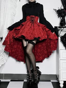 2024 New Retro Gothic High Waist Swallowtail Skirt Women's Steampunk Vintage Lace Up Asymmetrical High Low Skirts Outfits Party