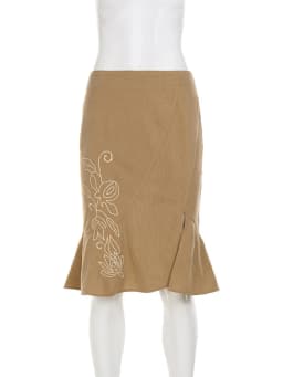 Trendix Women's Vintage Midi Skirt 2026 Summer High Waist Slim Ruffle Fishtail Skirts Party Side Slit Elegant Embroidery Skirt