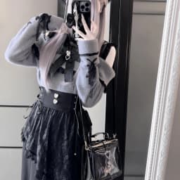 Japanese Mine Series Mass Production Fishtail Skirt for Women High Waist Lace Splicing Black Long Skirt Lady Sweet Sweaters Top