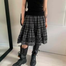Retro Plaid Half Skirt Women's Summer Elastic Waist Slimming Grommet Hem Small Size Word Skirts Commute Style Regular Fit
