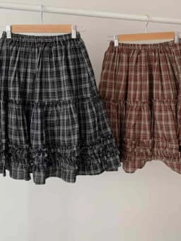 Retro Plaid Half Skirt Women's Summer Elastic Waist Slimming Grommet Hem Small Size Word Skirts Commute Style Regular Fit