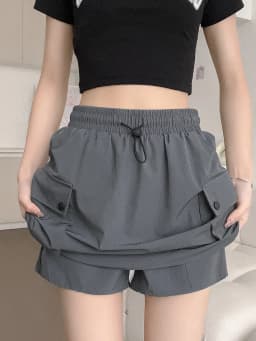 Grey Workwear High Waist A-Line Wide Leg Short Skirt for Women Thin Autumn Style Quick Dry Casual Skirt Girls Ladies