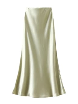 Streamgirl Pink Silk Skirts For Women Midi Light Blue Skirt Satin High Quality Luxury Satin Yellow Skirt Bodycon Women Office