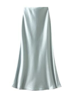 Streamgirl Pink Silk Skirts For Women Midi Light Blue Skirt Satin High Quality Luxury Satin Yellow Skirt Bodycon Women Office