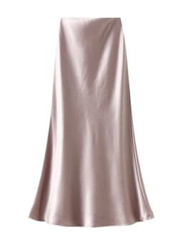 Streamgirl Pink Silk Skirts For Women Midi Light Blue Skirt Satin High Quality Luxury Satin Yellow Skirt Bodycon Women Office