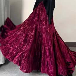 Lady Fashion Casual Type A Skirts Retro Women Printing Fish Tail Skirt Autumn Female High Waist Patchwork Gold Velvet Maxi Skirt