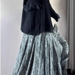 Lady Fashion Casual Type A Skirts Retro Women Printing Fish Tail Skirt Autumn Female High Waist Patchwork Gold Velvet Maxi Skirt