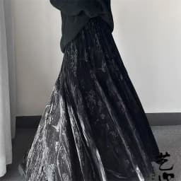Lady Fashion Casual Type A Skirts Retro Women Printing Fish Tail Skirt Autumn Female High Waist Patchwork Gold Velvet Maxi Skirt