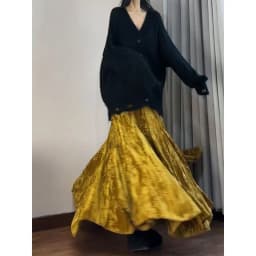 Lady Fashion Casual Type A Skirts Retro Women Printing Fish Tail Skirt Autumn Female High Waist Patchwork Gold Velvet Maxi Skirt