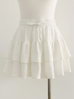 Streamgirl Women Mini Skirts With Shorts Under Summer Clothes Tie Up A Line Short White Pleated Ruffled Layered Skirt For Women