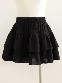 Streamgirl Women Mini Skirts With Shorts Under Summer Clothes Tie Up A Line Short White Pleated Ruffled Layered Skirt For Women