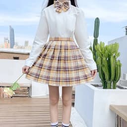 CZJMS Japan Women Pleated Skirt High Waist Fashion JK Plaid Mini Skirt Elegant Bow A Line Dancing Summer Girls Cosplay Faldas