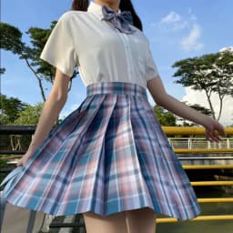 CZJMS Japan Women Pleated Skirt High Waist Fashion JK Plaid Mini Skirt Elegant Bow A Line Dancing Summer Girls Cosplay Faldas