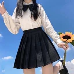 CZJMS Japan Women Pleated Skirt High Waist Fashion JK Plaid Mini Skirt Elegant Bow A Line Dancing Summer Girls Cosplay Faldas