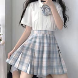 CZJMS Japan Women Pleated Skirt High Waist Fashion JK Plaid Mini Skirt Elegant Bow A Line Dancing Summer Girls Cosplay Faldas