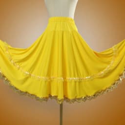 Elegant Square Danc Skirt Women National Style A-line Skirts Sequined Lace Milk Fiber Elastic-Waist Maxi Skirts 3 Kinds Lengths