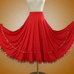 Elegant Square Danc Skirt Women National Style A-line Skirts Sequined Lace Milk Fiber Elastic-Waist Maxi Skirts 3 Kinds Lengths