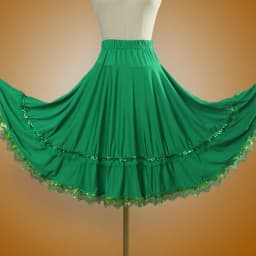 Elegant Square Danc Skirt Women National Style A-line Skirts Sequined Lace Milk Fiber Elastic-Waist Maxi Skirts 3 Kinds Lengths