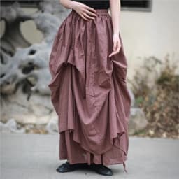 Johnature Women Vintage Irregular Cotton Skirts Elastic Waist Solid Color 2025 Summer New Fold A-Line Female Skirts