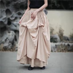 Johnature Women Vintage Irregular Cotton Skirts Elastic Waist Solid Color 2025 Summer New Fold A-Line Female Skirts