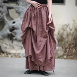 Johnature Women Vintage Irregular Cotton Skirts Elastic Waist Solid Color 2025 Summer New Fold A-Line Female Skirts