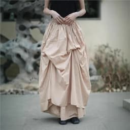 Johnature Women Vintage Irregular Cotton Skirts Elastic Waist Solid Color 2025 Summer New Fold A-Line Female Skirts