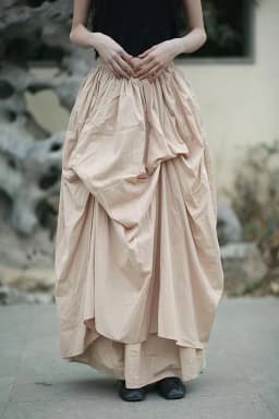 Johnature Women Vintage Irregular Cotton Skirts Elastic Waist Solid Color 2025 Summer New Fold A-Line Female Skirts