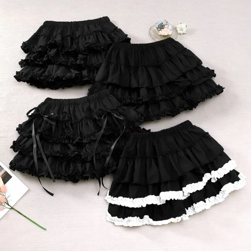 Y2K Spicy Girl Punk Pumpkin Cake Short Skirt Girl Subculture Lolita Faldas Lace Slim Faldas Mujer Moda 2026 Black Skirts