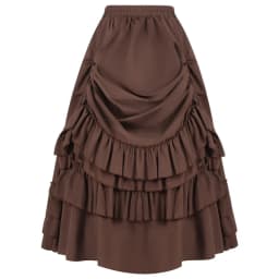 Brown Cotton Ruffles Long Asymmetrical Victorian Gothic Skirt Hot Sexy y2k Clothes Steampunk Cosplay Women Vintage Skirts 2024