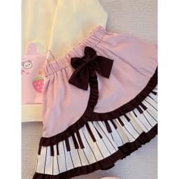 Y2K Kawaii Bow Mini Skirt Women Japanese Harajuku Piano Key Patchwork Ball Gown Skirts Summer Cutecore Design A Line Faldas New