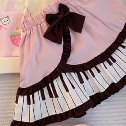 Y2K Kawaii Bow Mini Skirt Women Japanese Harajuku Piano Key Patchwork Ball Gown Skirts Summer Cutecore Design A Line Faldas New