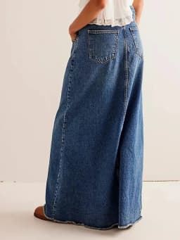 Casual Straight Denim Half Length Skirt High Waist A-Line Long Skirt for Young Women 18-24 Years Old Spring Season China Made