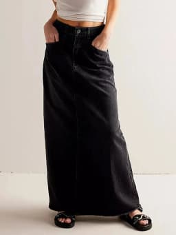 Casual Straight Denim Half Length Skirt High Waist A-Line Long Skirt for Young Women 18-24 Years Old Spring Season China Made