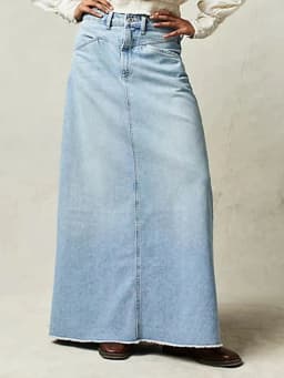 Casual Straight Denim Half Length Skirt High Waist A-Line Long Skirt for Young Women 18-24 Years Old Spring Season China Made