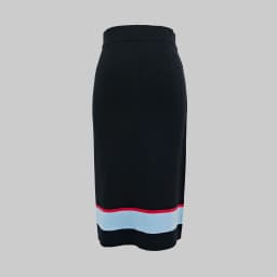 Modigirl Women's Knitted Contrast Color Stripe Midi Skirt 2026 Spring Asymmetric Artistic Retro Hem Office Casual Woman Bottom