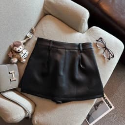 Vintage Brown PU Leather Skirts Female Sexy Hot Girls Package Hip Mini Skirt Women Autumn Winter High Waist Split Shorts Skirt