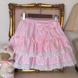 2000s Lolita Sweet Strawberry Print Ruffle Punk Cake Skirt Japanese Kawaii Y2k Mini Skirt Women Cute Bow Skirt Korean Fashion