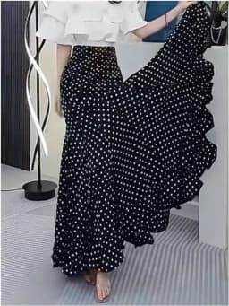 Elegant Black Polka Dot Fish Tail Skirt Women's Summer New Lightweight Luxury Style Half Skirt Drapey Wrap around Skirt