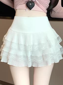 Cute Lace Ruffle Tiered Mini Skirts for Women, High-Waist Spring Summer 2026 New Short Skirt, Petite Friendly Hot Girl