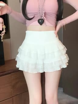 Cute Lace Ruffle Tiered Mini Skirts for Women, High-Waist Spring Summer 2026 New Short Skirt, Petite Friendly Hot Girl