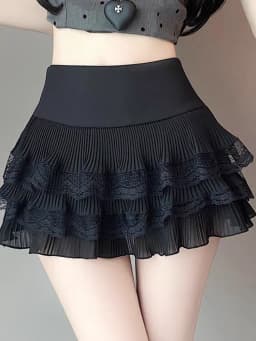 Cute Lace Ruffle Tiered Mini Skirts for Women, High-Waist Spring Summer 2026 New Short Skirt, Petite Friendly Hot Girl