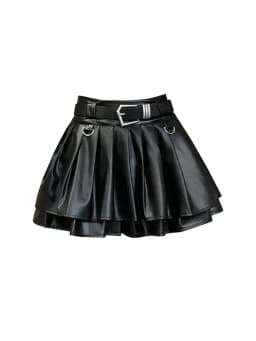 Women Black A-line Leather Skirt Vintage Aesthetic Y2k Pleated Skirt Harajuku Korean Gothic Mini Skirt Emo 2000s Clothes Summer